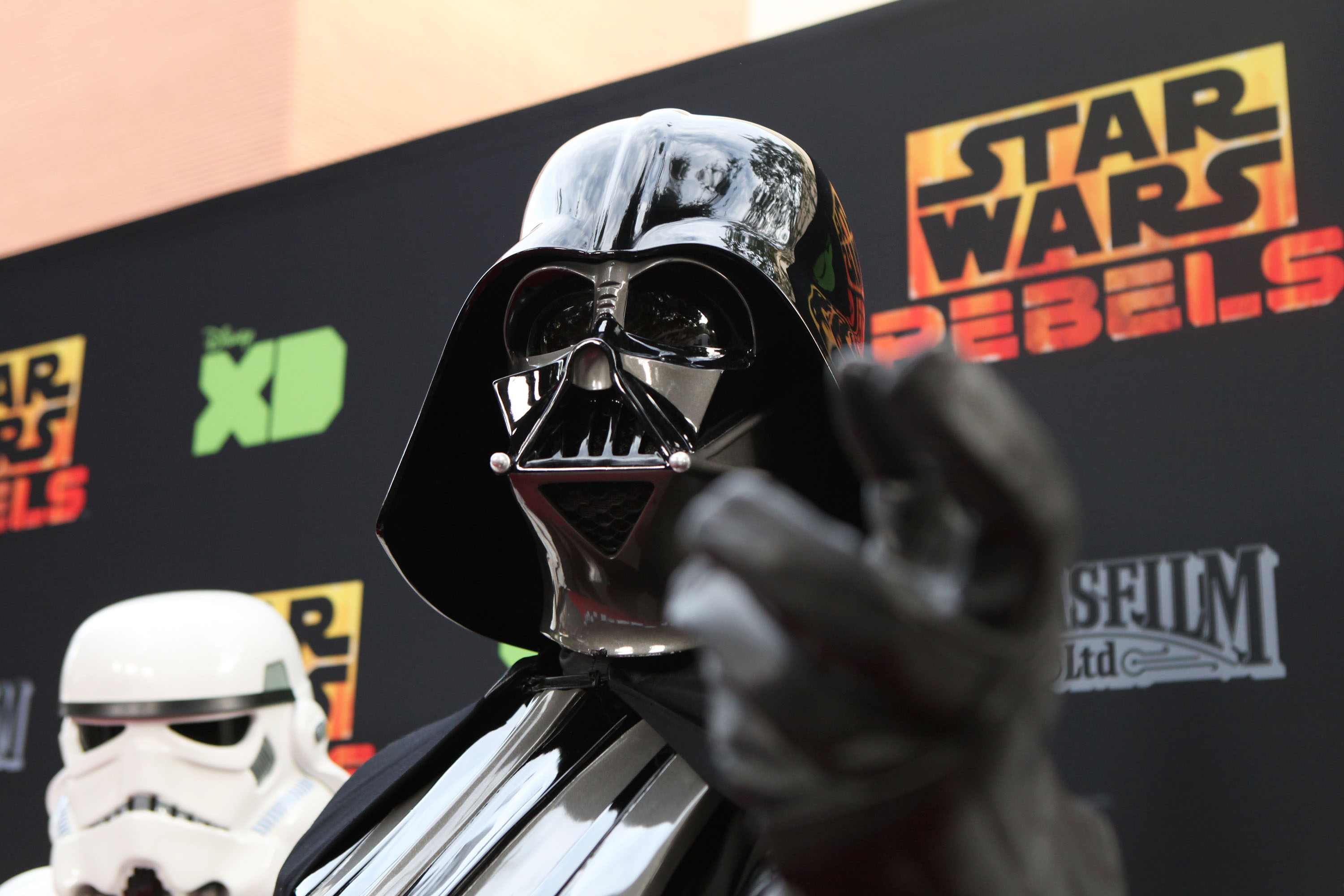 BURBANK, CALIFORNIA - MARCH 28: Darth Vader and Stormtroopers arrive at the Disney XD's 'Star Wars Rebels' Season 2 finale event at Walt Disney Studios at Walt Disney Studios on March 28, 2016 in Burbank, California.   Matt Winkelmeyer/Getty Images/AFP