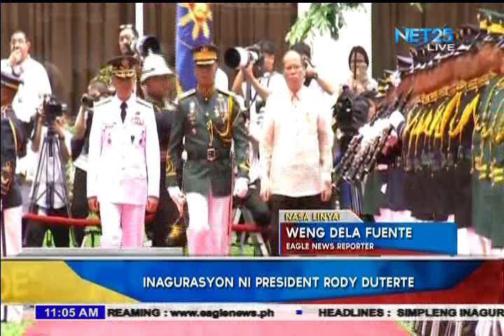 Outgoing Philippine president Aquino during his departure honors, a few minutes before leaving Malacanang.  (screengrab Eagle News Service)