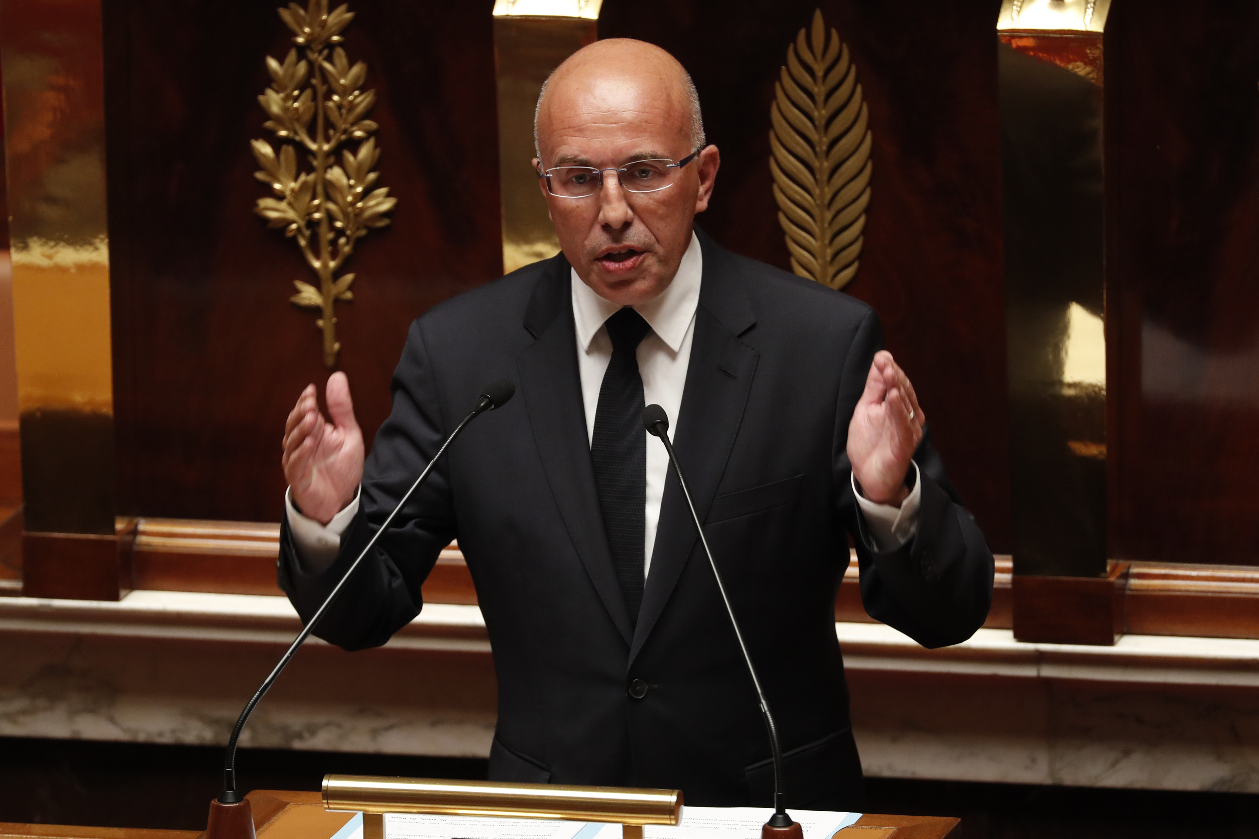 President of the Alpes-Maritimes' departmental council Eric Ciotti speaks during a debate at the National Assembly in Paris on July 19, 2016, regarding the extension of the state of emergency. French lawmakers, prompted by the Bastille Day massacre in Nice, were on July 19 to debate extending the country's state of emergency for a fourth time amid mounting criticism of the government's response to extremist attacks. The state of emergency imposed after the November Paris attacks gives the police sweeping powers to carry out searches and place people under house arrest. / AFP PHOTO / FRANCOIS GUILLOT
