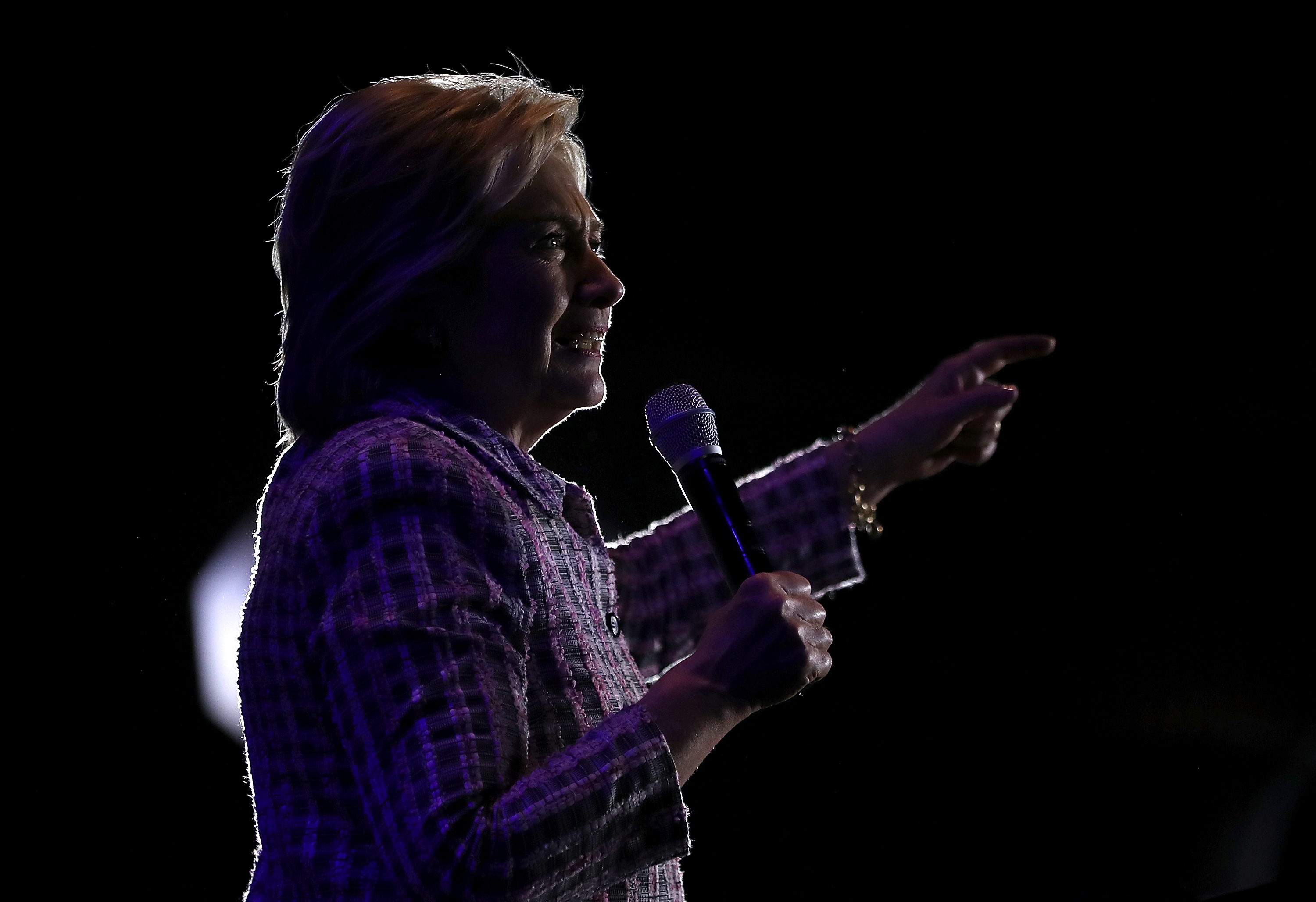 CHARLOTTE, NC - JULY 25: Democratic presidential candidate Hillary Clinton speaks during a Democratic Party organizing event on July 25, 2016 in Charlotte, North Carolina. On the first day of the Democratic National Convention, Clinton is campaigning in North Carolina.   Justin Sullivan/Getty Images/AFP
