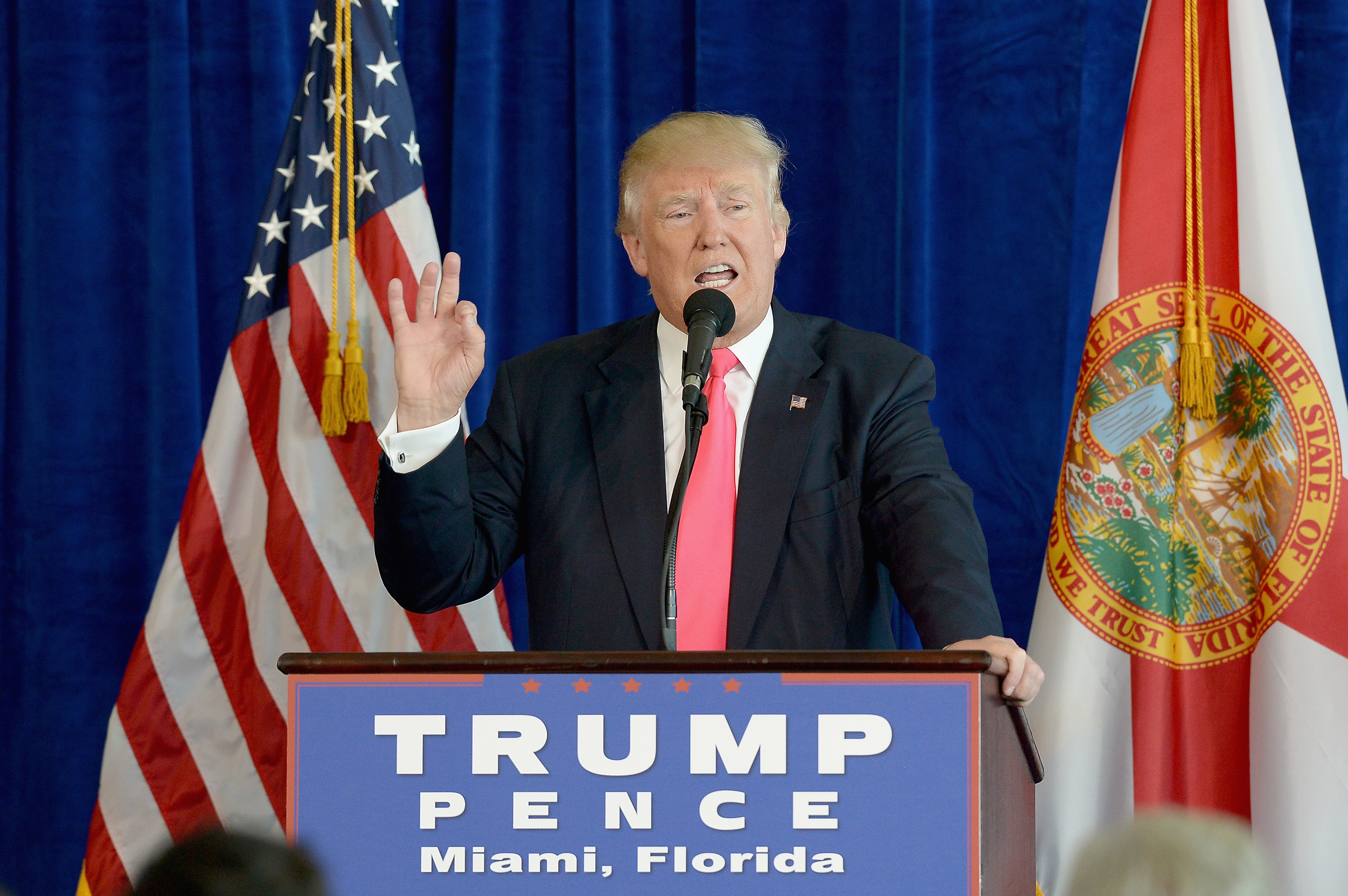 DORAL, FL - JULY 27: Donald J. Trump holds a press conference at Trump National Doral on July 27, 2016 in Doral, Florida.   Gustavo Caballero/Getty Images/AFP