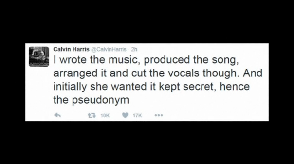 DJ and producer Calvin Harris vents at ex-girlfriend Taylor Swift on Twitter after it's reported one of her representatives told People magazine she co-wrote the hit 'This is What You Came For' under a pseudonym. (Photo captured from Reuters video)