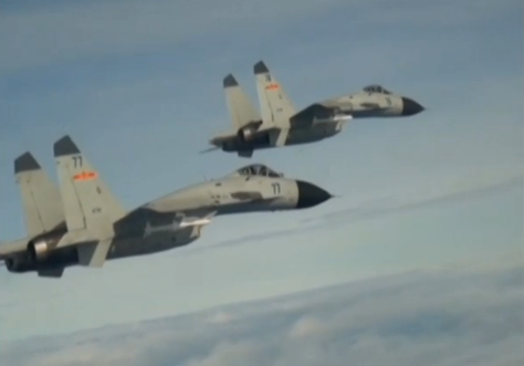 Some of the Chinese war planes during a military drill by China over South China Sea (Photo grabbed from CCTV video)