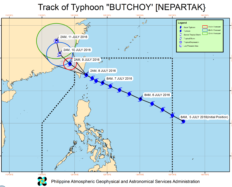 Path of Typhoon Butchoy (Courtesy PAGASA-DOST)