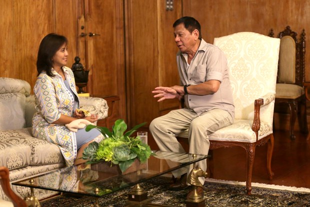Vice President Leni Robredo pays courtesy call on President Rodrigo R. Duterte at the Malacañan Palace, afternoon of July 4, 2016. (KING RODRIGUEZ/ Malacañang Photo Bureau)