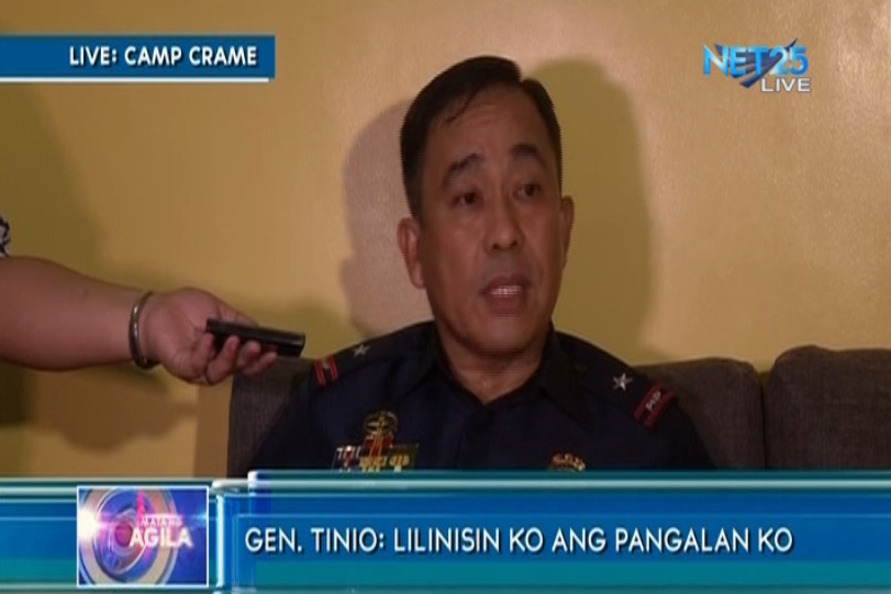 Former Quezon City Police DIstrict (QCPD) chief Gen. Edgardo Tinio denies any involvement in the illegal drug operations in a media interview. (Screengrab Eagle News Service)
