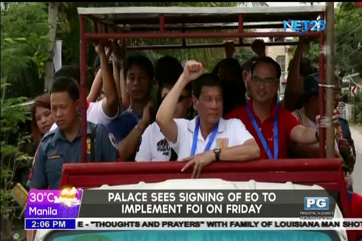 Palace sees signing of EO to implement FOI on Friday