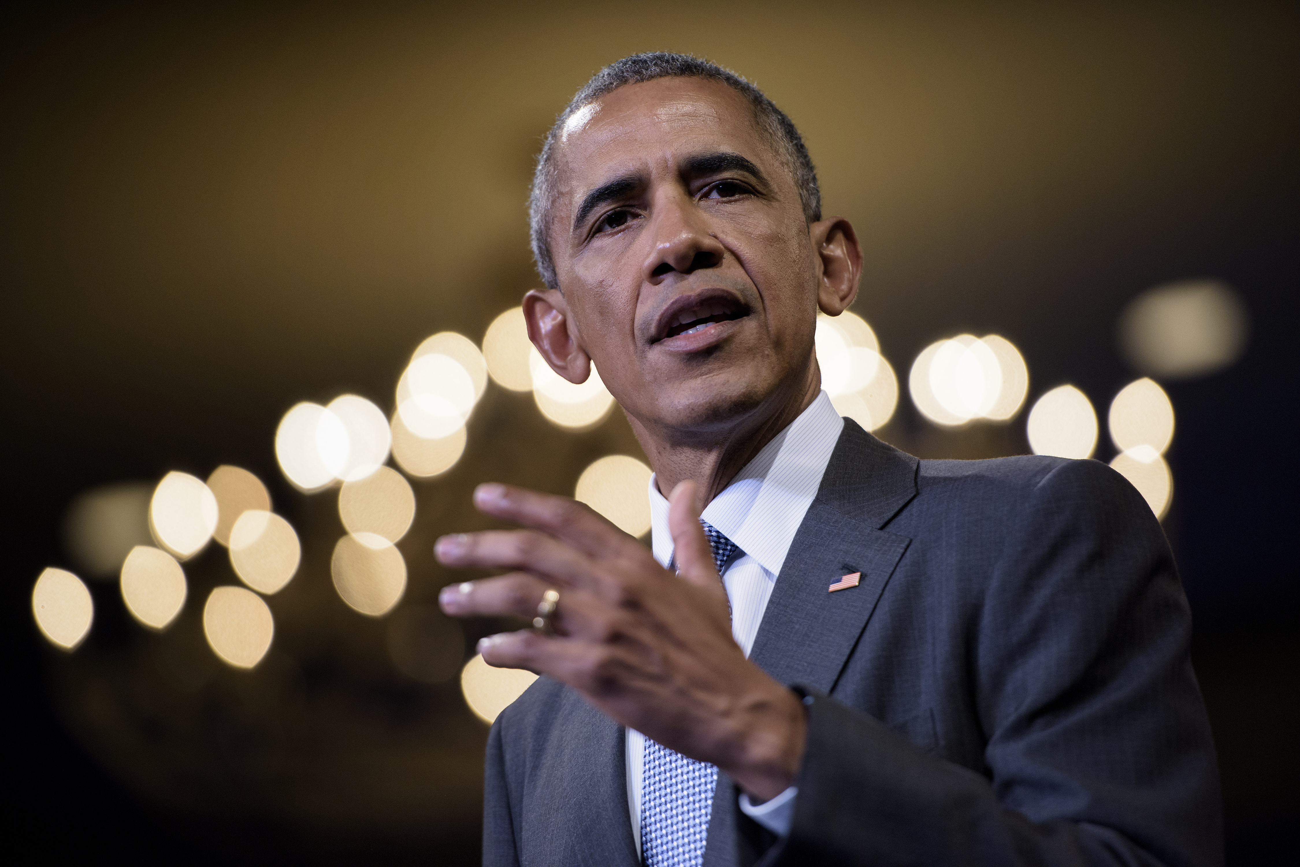 US President Barack Obama speaks at the Presidential Summit of the Mandela Washington Fellowship for Young African Leaders at the Omni Shoreham Hotel August 3, 2016 in Washington, DC. / AFP PHOTO / Brendan Smialowski