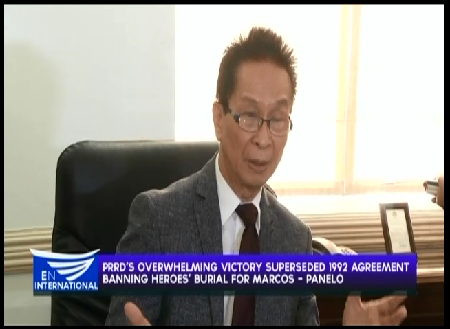 PRRD’s overwhelming victory superseded 1992 Agreement banning Heroes’ Burial for Marcos –-Panelo