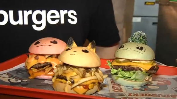 Cashing-in on the Pokemon phenomenon, a pop-up restaurant in Sydney has created Pokemon-inspired burgers featuring characters Pikachu, Bulbasaur and Charmander in burger form. (Photo captured from Reuters video)