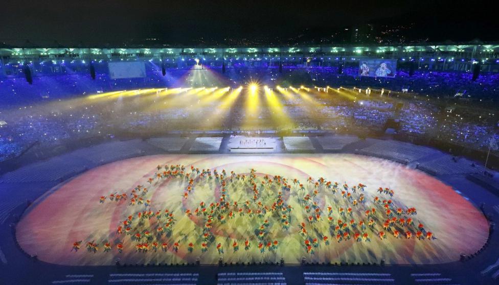 Performers take part in the closing ceremony. REUTERS/Fabrizio Bensch