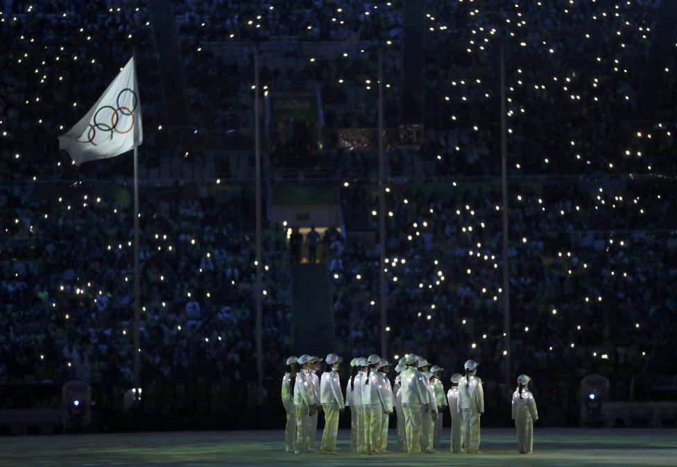 Performers take part in the closing ceremony. REUTERS/Stefan Wermuth
