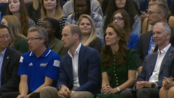 The Duke and Duchess of Cambridge continue tour of Canada with a stop at University of British Columbia Okanagan campus. (Photo captured from Reuters video)