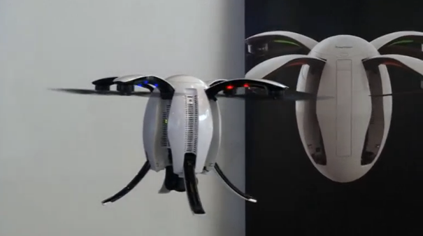 An egg-shaped drone with a 4k camera and motion-sensing gesture control is previewed at the IFA Electronic show in Berlin. (Photo captured from Reuters video)