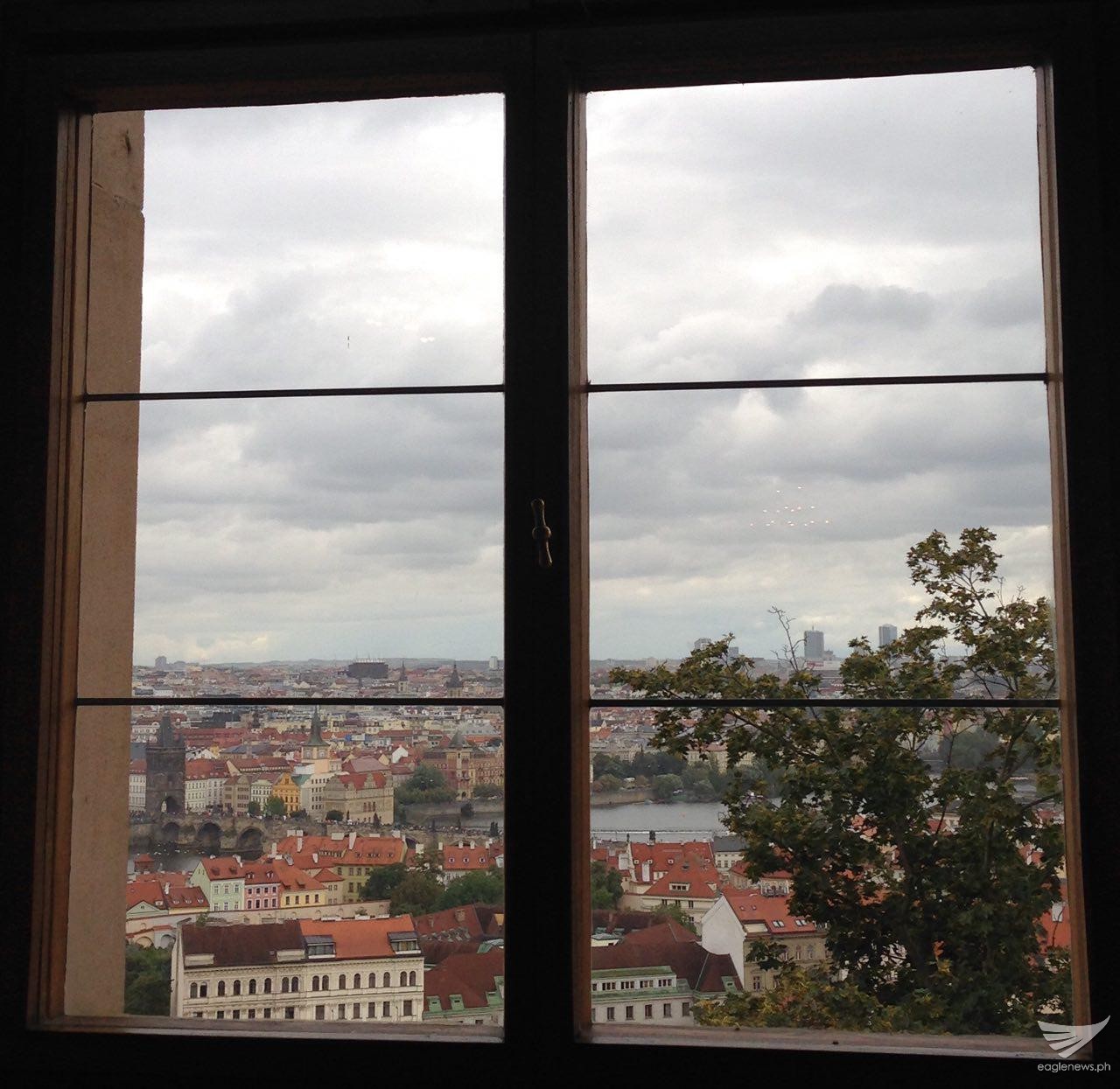 View from a palace balcony in Prague. (photos by Malou Francisco, Eagle News Service Europe)
