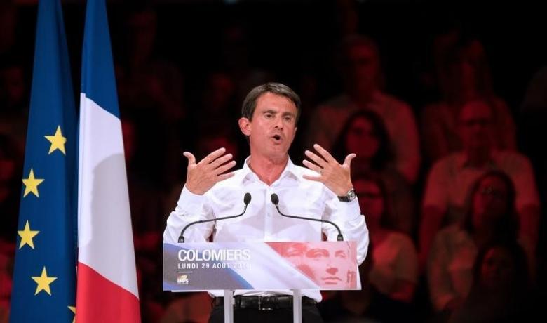 French Prime Minister Manuel Valls delivers his speech as he attends a meeting with Socialist Party members in Colomiers near Toulouse, France, August 29, 2016.   REUTERS/Fred Lancelot