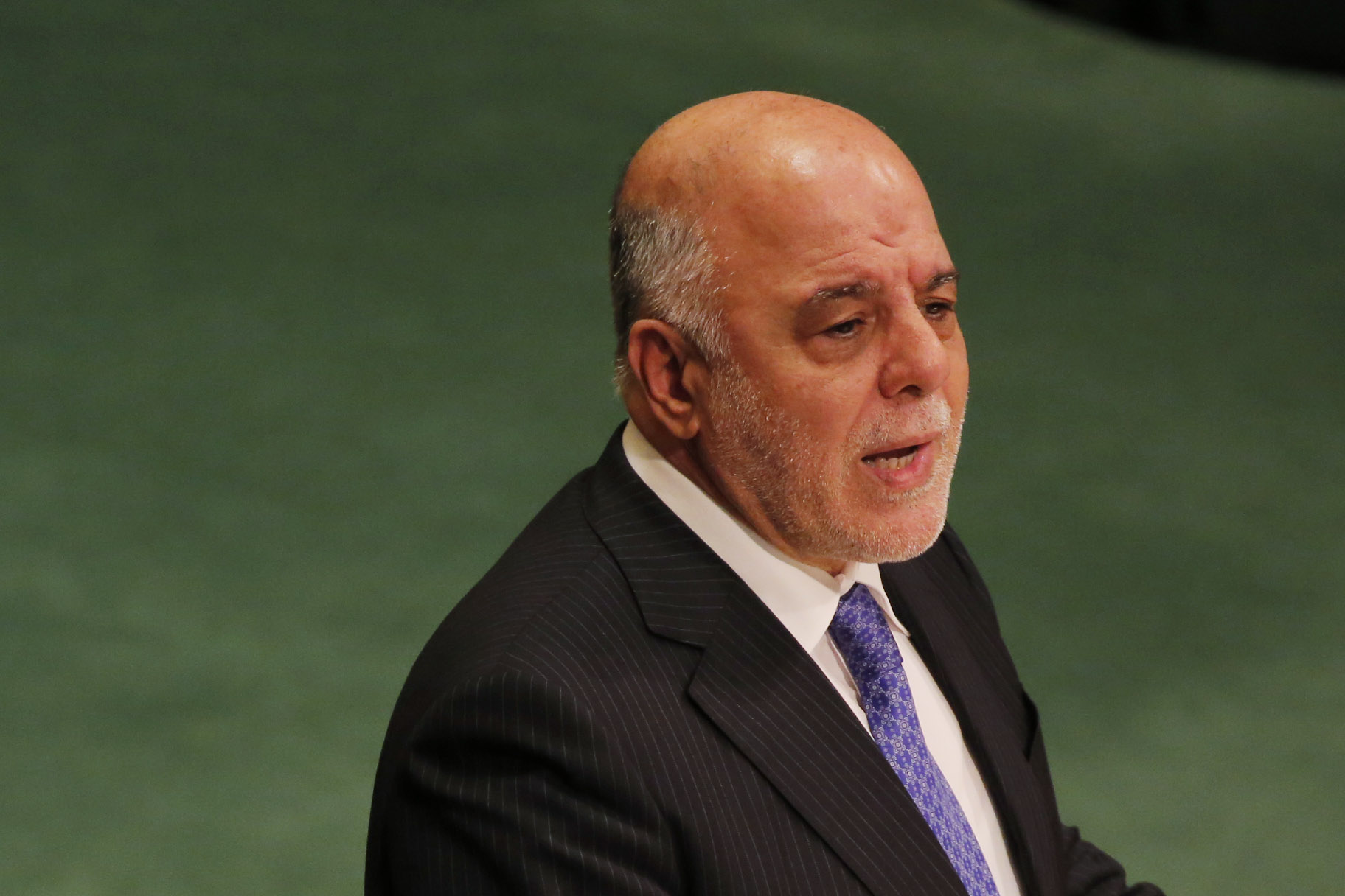 Haider al-Abadi, Prime Minister of Iraq addresses the 71st session of the United Nations General Assembly at the UN headquarters in New York on September 22, 2016. / AFP PHOTO / DOMINICK REUTER