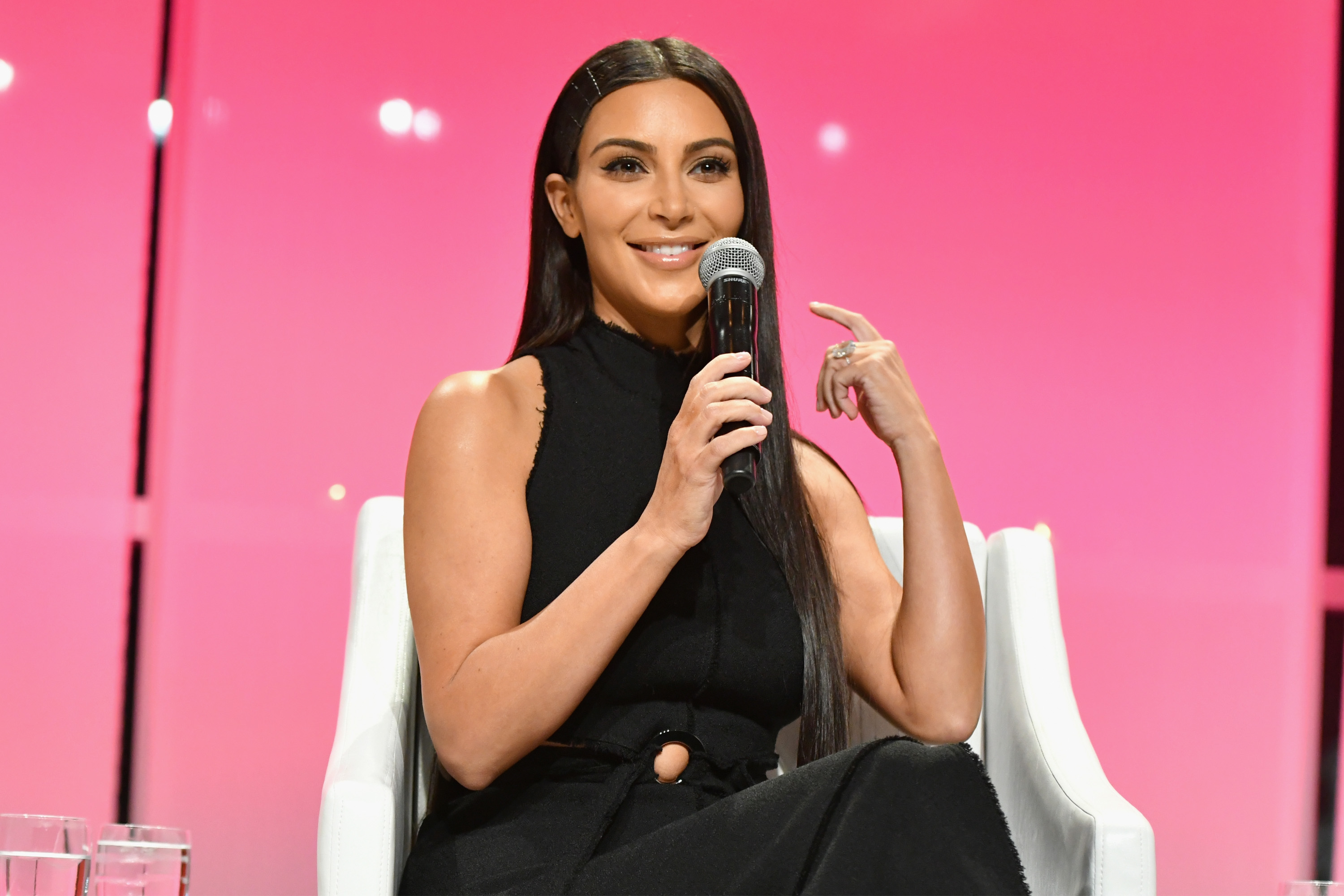 NEW YORK, NY - SEPTEMBER 27: (EXCLUSIVE ACCESS, SPECIAL RATES APPLY) Kim Kardashian-West speaks at The Girls' Lounge dinner, giving visibility to women at Advertising Week 2016, at Pier 60 on September 27, 2016 in New York City.   Slaven Vlasic/Getty Images for The Girls' Lounge/AFP