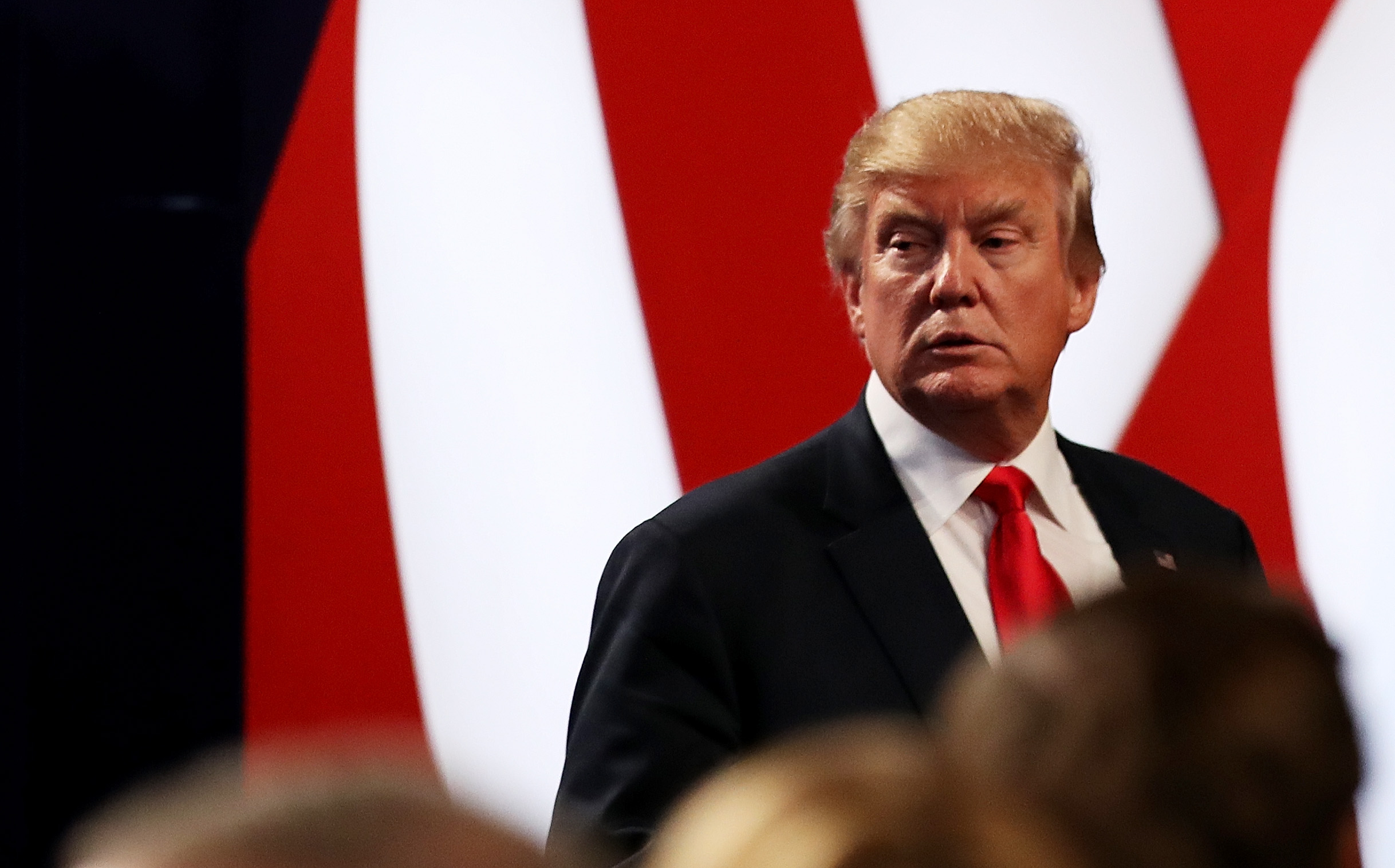 LAS VEGAS, NV - OCTOBER 19: Republican presidential nominee Donald Trump looks on after the third U.S. presidential debate at the Thomas & Mack Center on October 19, 2016 in Las Vegas, Nevada. Tonight is the final debate ahead of Election Day on November 8.   Drew Angerer/Getty Images/AFP