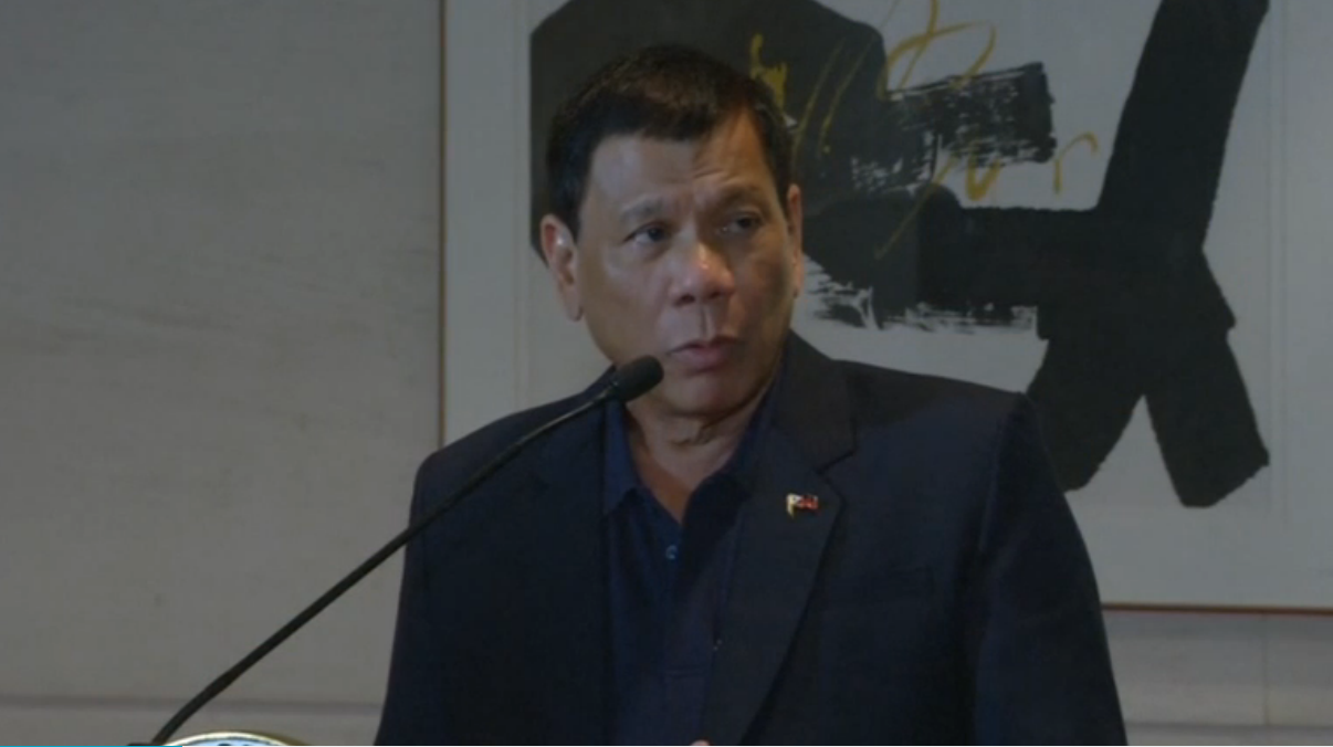 Philippine President Rodrigo Duterte says South China Sea arbitration case will take a "back seat" during talks with Chinese President Xi Jinping. (Photo grabbed from Reuters video)