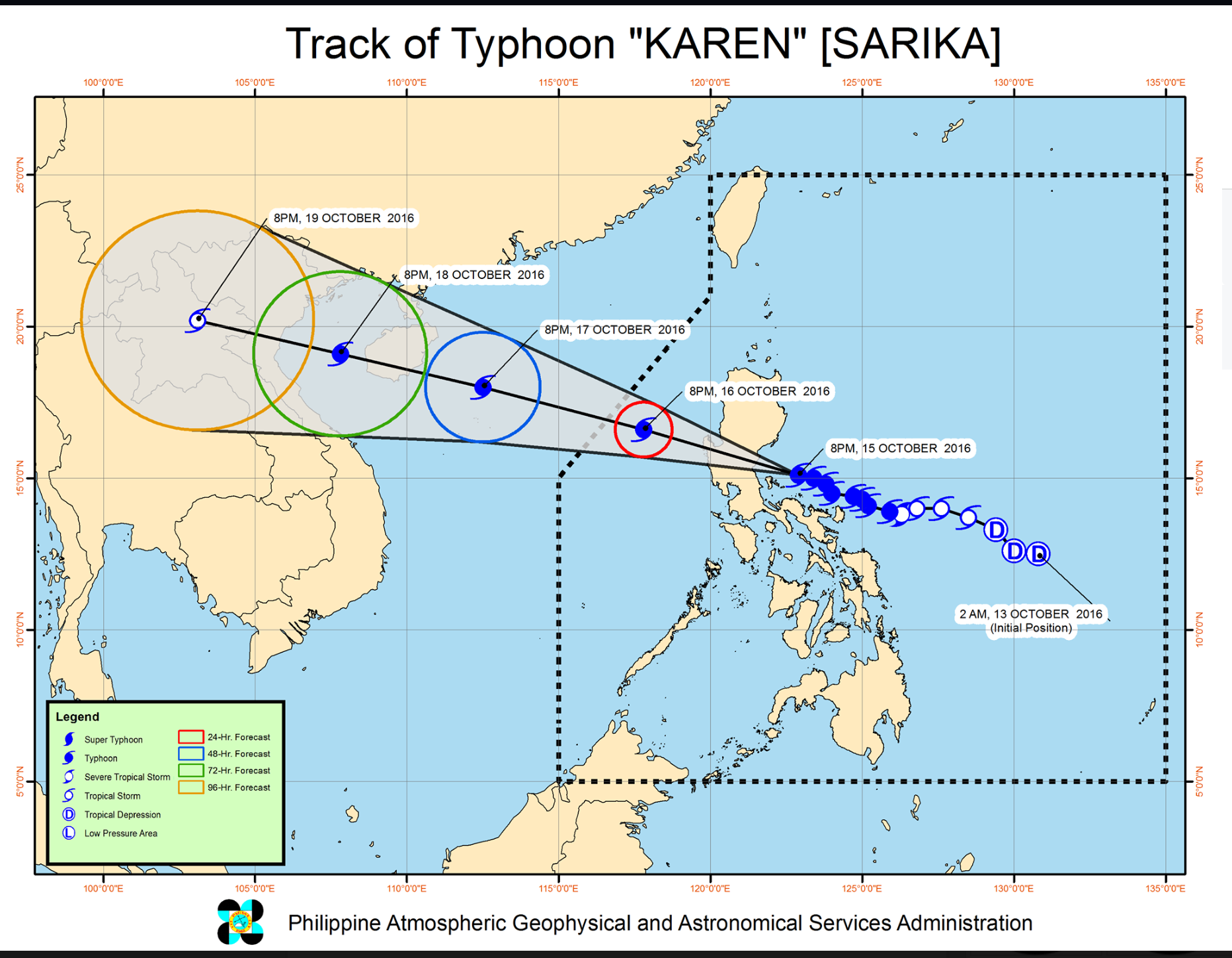 The track of Typhoon Karen (Courtesy PAGASA-DOST)