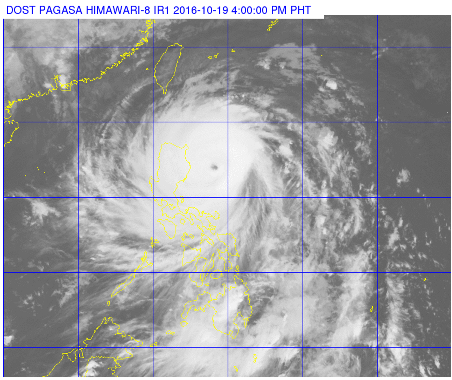 Satellite image of supertyphoon Lawin as of 4 p.m. (Courtesy PAGASA-DOST)