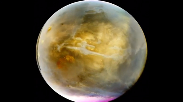 NASA camera reveals previously unseen Mars cloud formations in ultraviolet colours(photo grabbed from Reuters video)