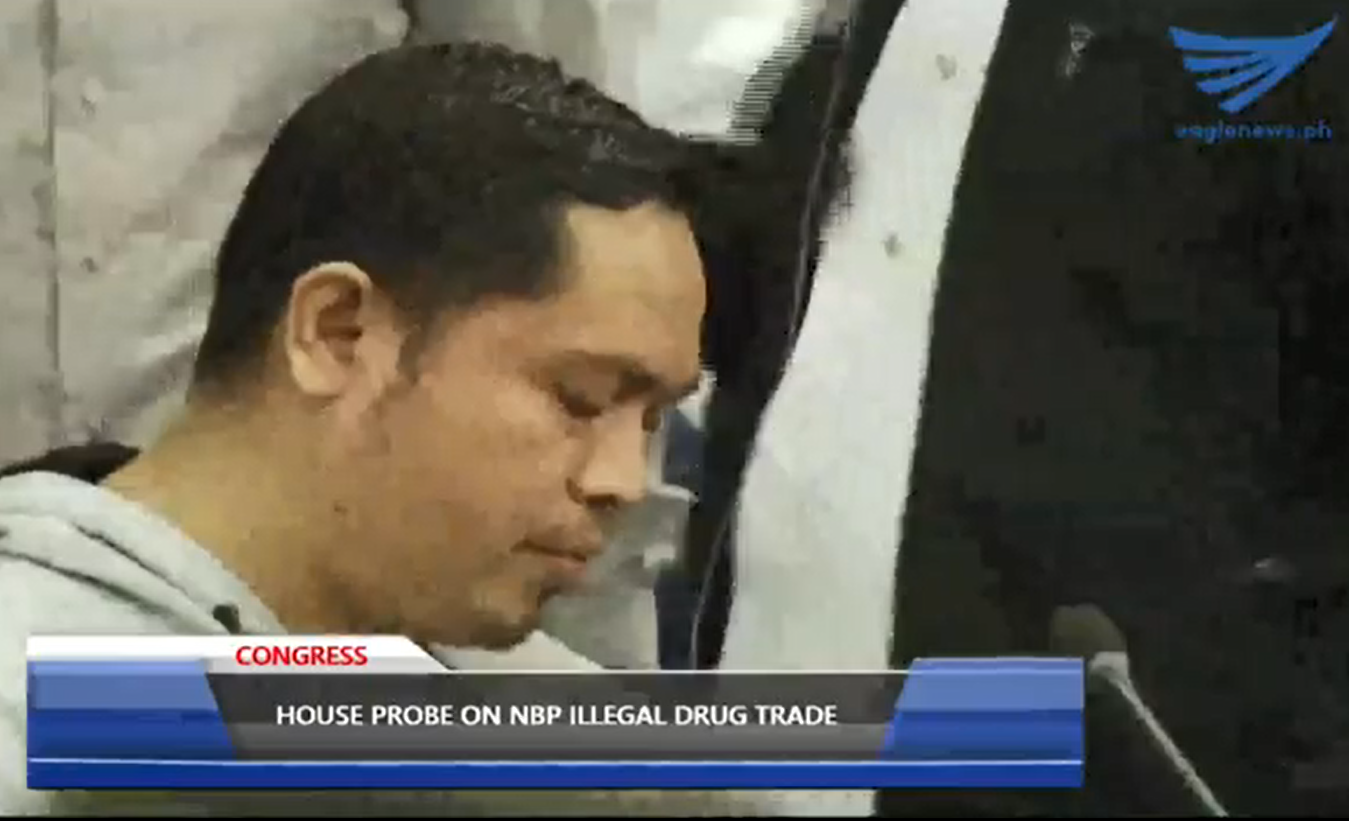 Controversial high-profile inmate Jaybee Sebastian appears at the House committee on justice hearing the alleged illegal drug trade at the New Bilibid Prisons.  (Eagle News Service)