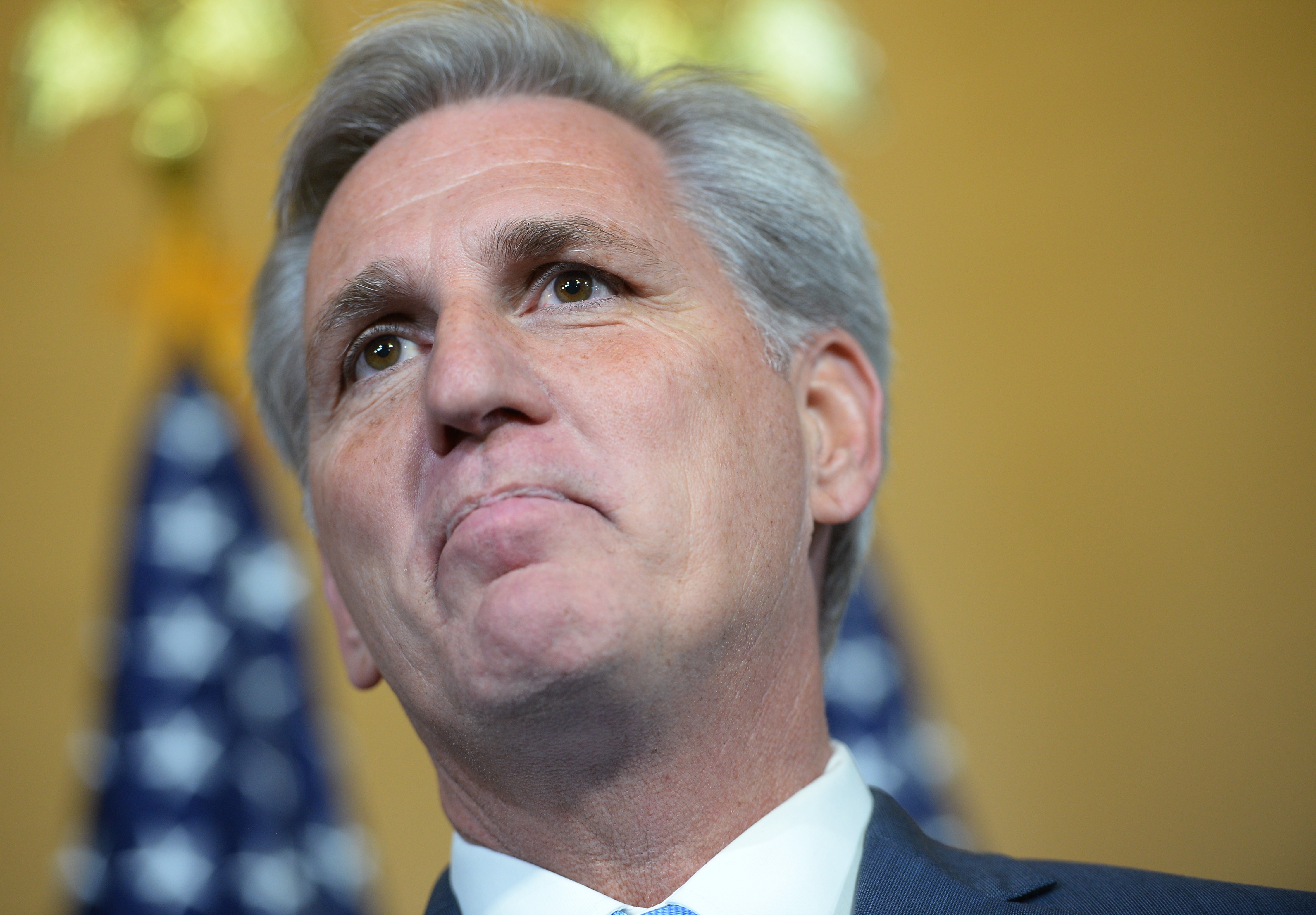 US Representative Kevin McCarthy speaks following the Republican nomination election for House speaker in the Longworth House Office Building on October 8, 2015 in Washington, DC. The Republican frontrunner to be the new speaker of the US House of Representatives, Kevin McCarthy, abruptly dropped out of the race Thursday, lawmakers said, amid a revolt by the party's hard-line conservatives. AFP PHOTO/MANDEL NGAN / AFP PHOTO / MANDEL NGAN