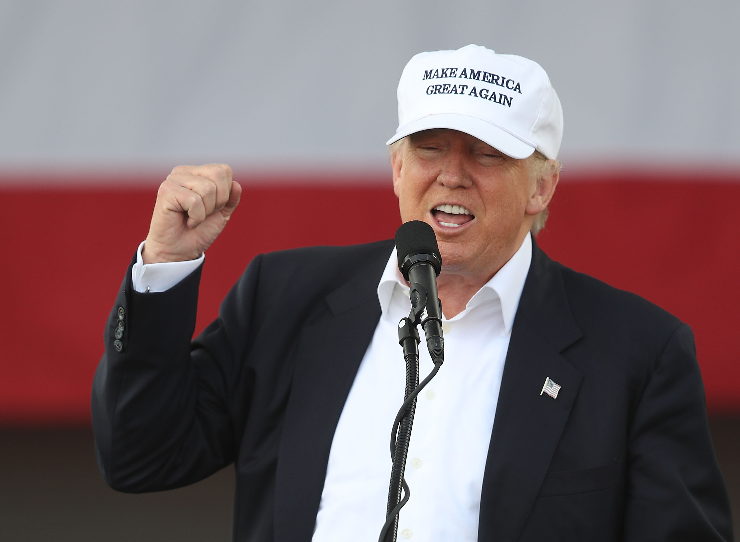 MIAMI, FL - NOVEMBER 02: Republican presidential candidate Donald Trump speaks during a campaign rally at the Bayfront Park Amphitheateron November 2, 2016 in Miami, Florida. Trump continues to campaign against his Democratic challenger Hillary Clinton as election day nears. Joe Raedle/Getty Images/AFP