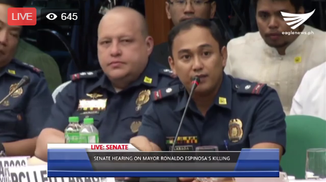 Chief Inspector Leo Laraga, who led the Criminal Investigation and Detection Group (CIDG) that barged into the Leyte Sub-Provincial Jail where Mayor Espinosa was killed. Beside him is Supt. Marvin Marcos, chief of CIDG Region 8. (Eagle News Service)