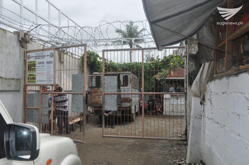 The entrance to the Leyte Sub-Provincial Jail where Albuera, Leyte Mayor Rolando Espinosa and another drug suspect were killed in an alleged shootout inside their jail cells by CIDG operatives. (Eagle News Service. Photo courtesy Dan Pascua. ENS correspondent)