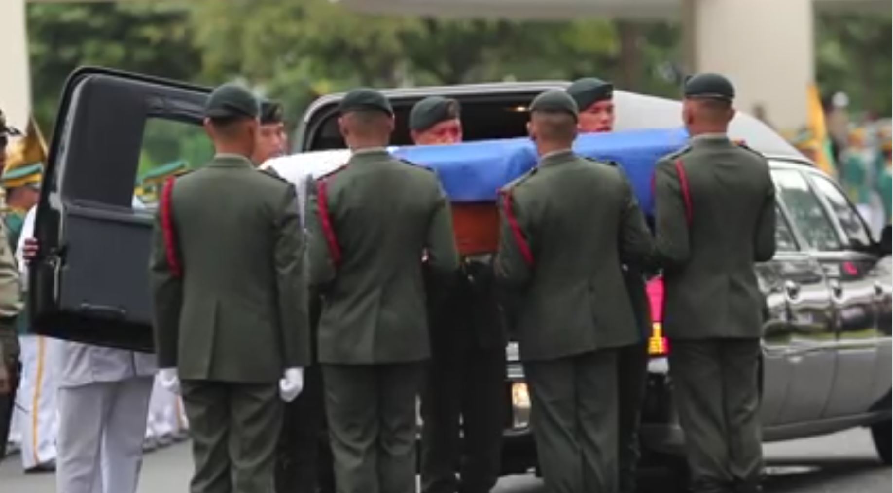 Photo grabbed from the video of the burial ceremonies of the late President Ferdinand Marcos at the Libingan ng mga Bayani. 