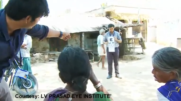 The Folding Phoropter is a low-cost and easy-to-assemble eye test to quickly spot refractive errors, the largest cause of avoidable visual impairment in the developing world.  (Photo grabbed from Reuters video)