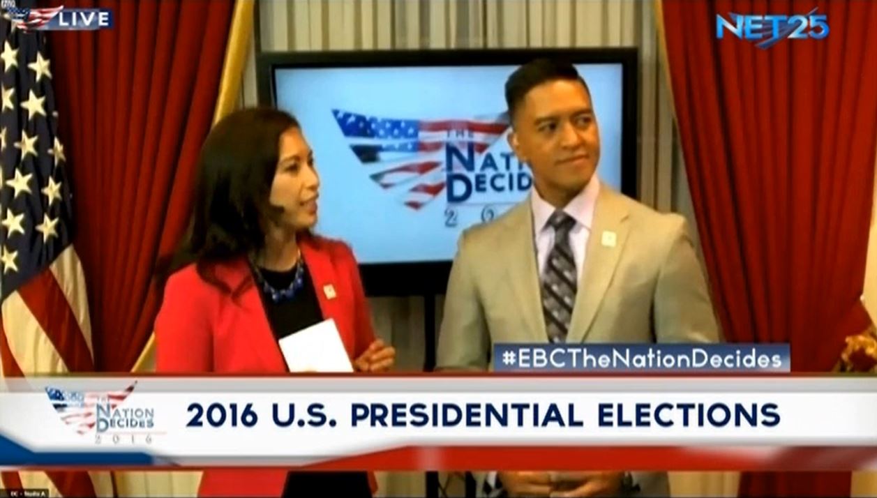 The US Washington Bureau of Eagle Broadcasting Corporation sets the tone of the EBC's special coverage of the US elections, "Nation Decides." (Eagle News Service)