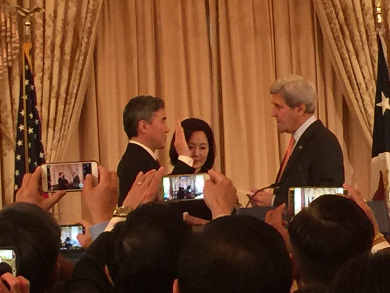 Photo taken during the swearing ceremony for the US ambassador to the Philippines Sung Kim. Photo taken by Eagle News Service Washington correspondent Sarah Nacman.