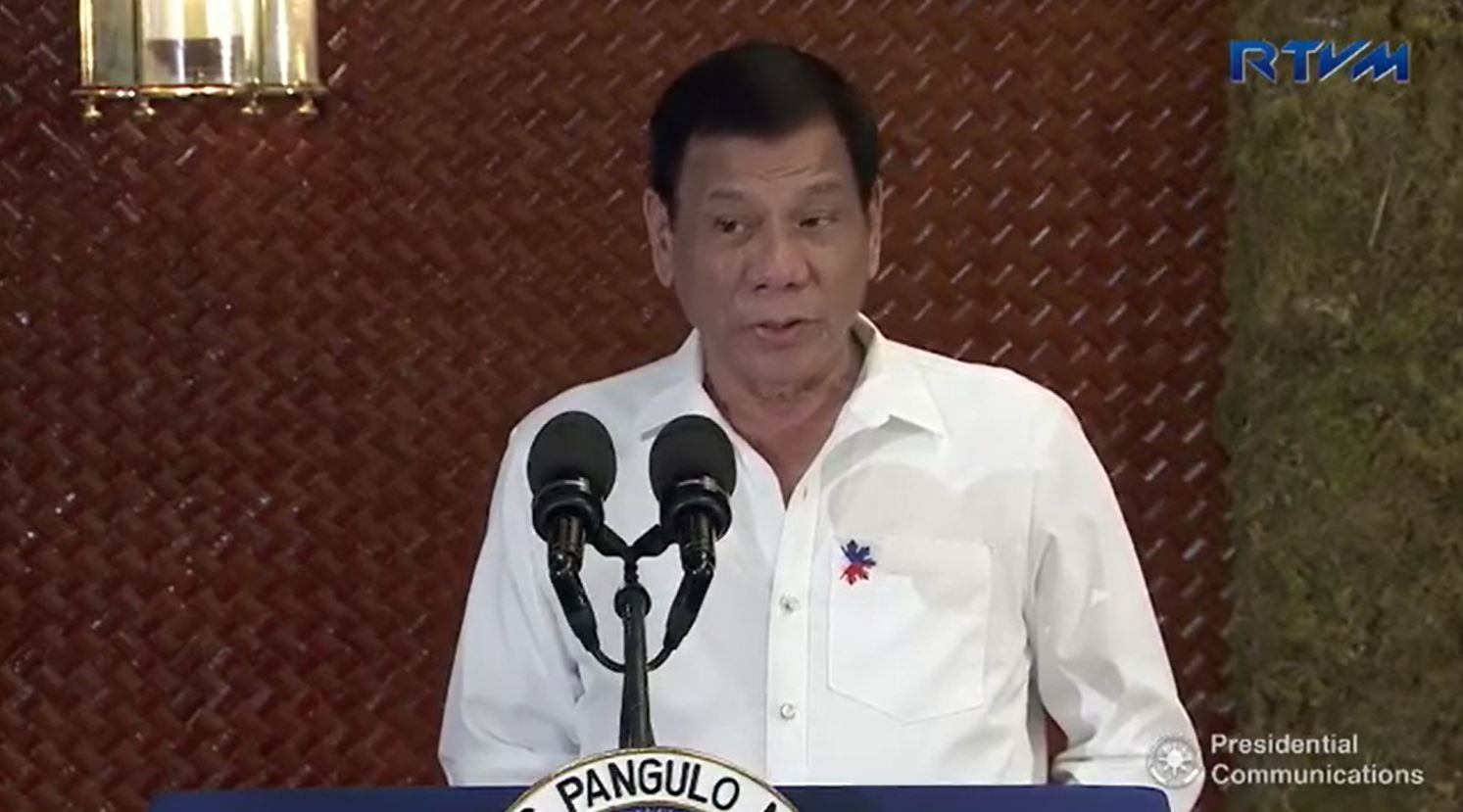 President Duterte delivers his speech during the oath-taking of the officers of the National Press Club in Malacanang. (Photo grabbed from RTVM video)
