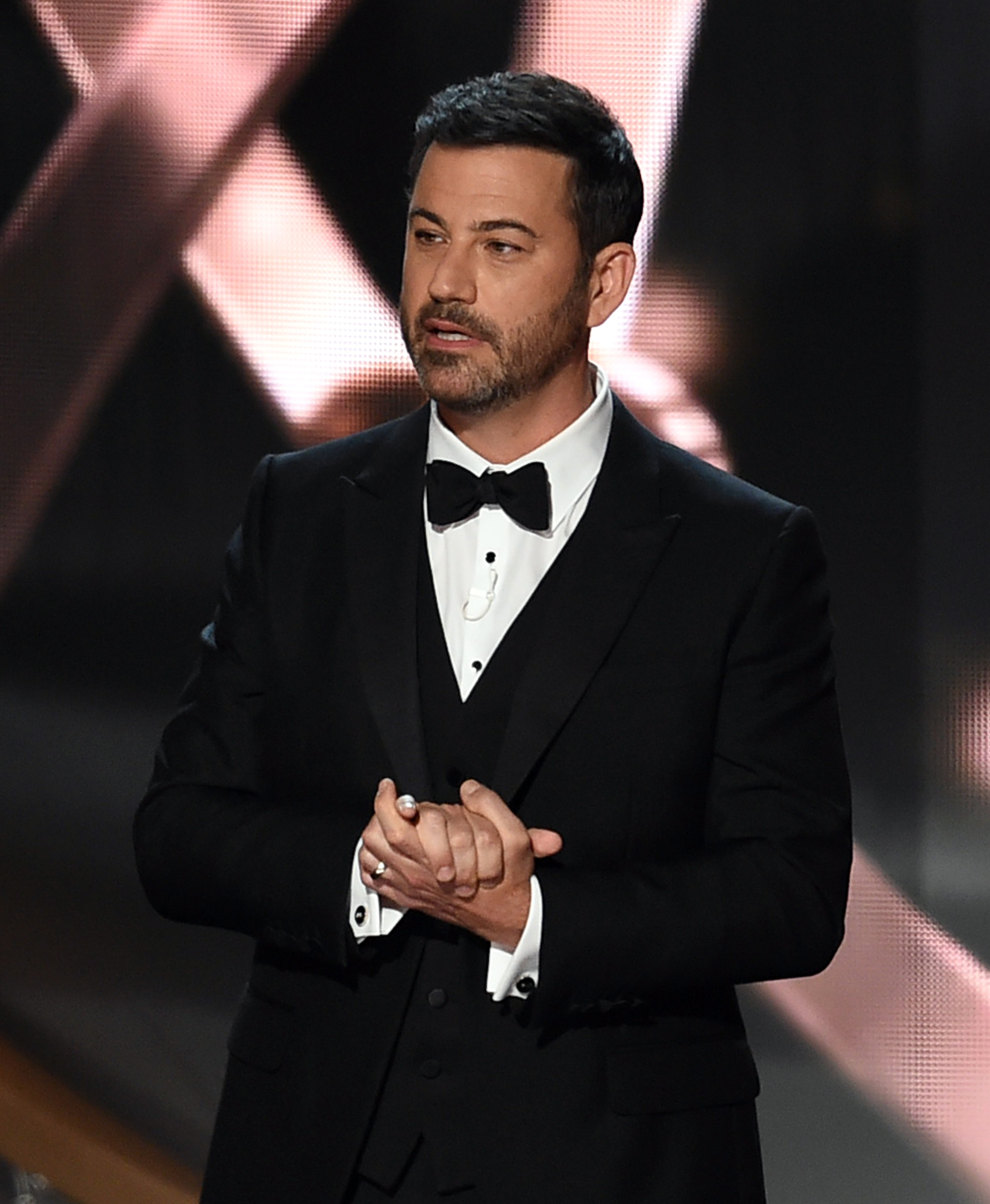 LOS ANGELES, CA - SEPTEMBER 18: Host Jimmy Kimmel speaks onstage during the 68th Annual Primetime Emmy Awards at Microsoft Theater on September 18, 2016 in Los Angeles, California.   Kevin Winter/Getty Images/AFP