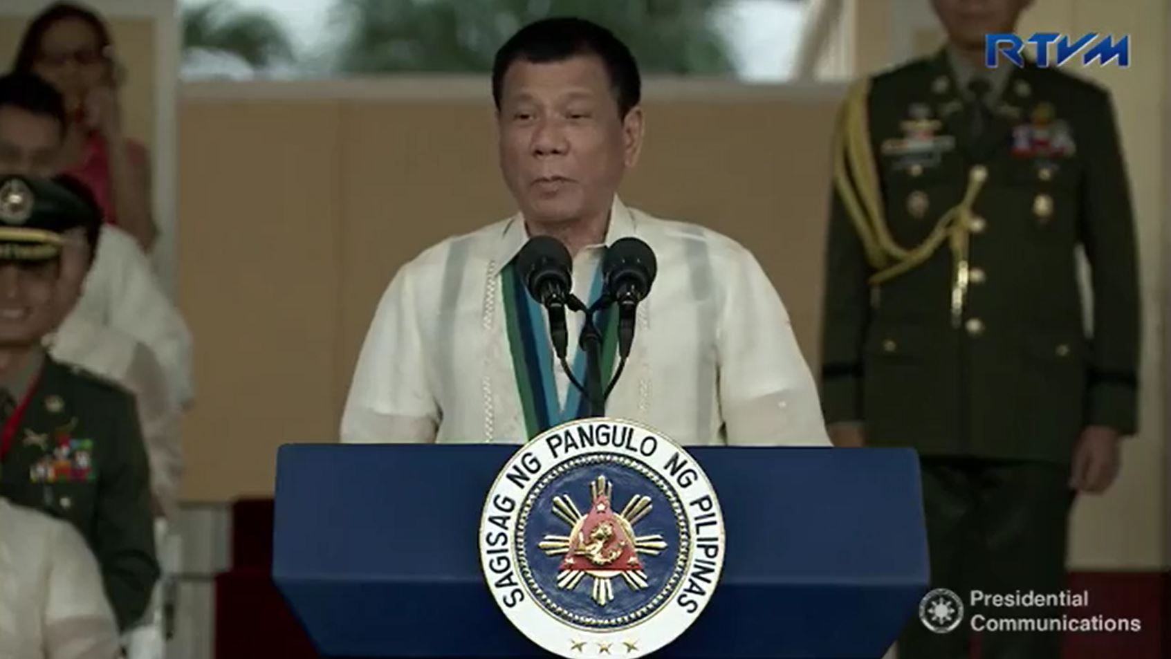 President Duterte offers a ceasefire this holiday season for members of rebel groups like the New People's Army (NPA), Moro National Liberation Front (MNLF), and Moro Islamic Liberation Front (MILF). (Photo grabbed from RTVM)