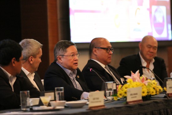 Finance Secretary Carlos G. Dominguez III shares the infrastructure program of the Duterte administration saying it would unleash and help the Philippine economy expand at a faster rate during his remarks before more than a hundred stakeholders and development partners at the 3rd Quartely Roundtable Program of the Wallace Business Forum, held at Shangri-La Hotel, Makati. (DFA Photo)