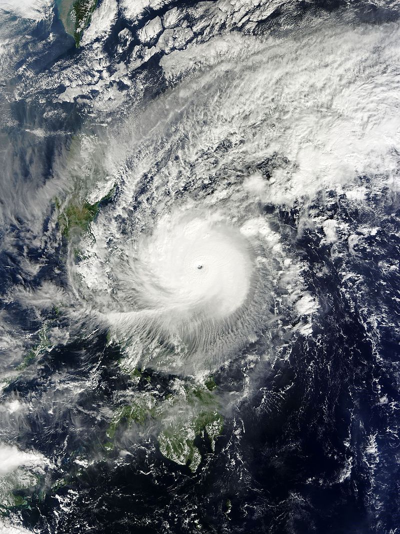 Typhoon Nock-ten (A.K.A Typhoon NINA in the Philippines) approaching the Bicol Region of the Philippines at peak intensity on December 25, 2016. Photo is courtesy of wikipedia