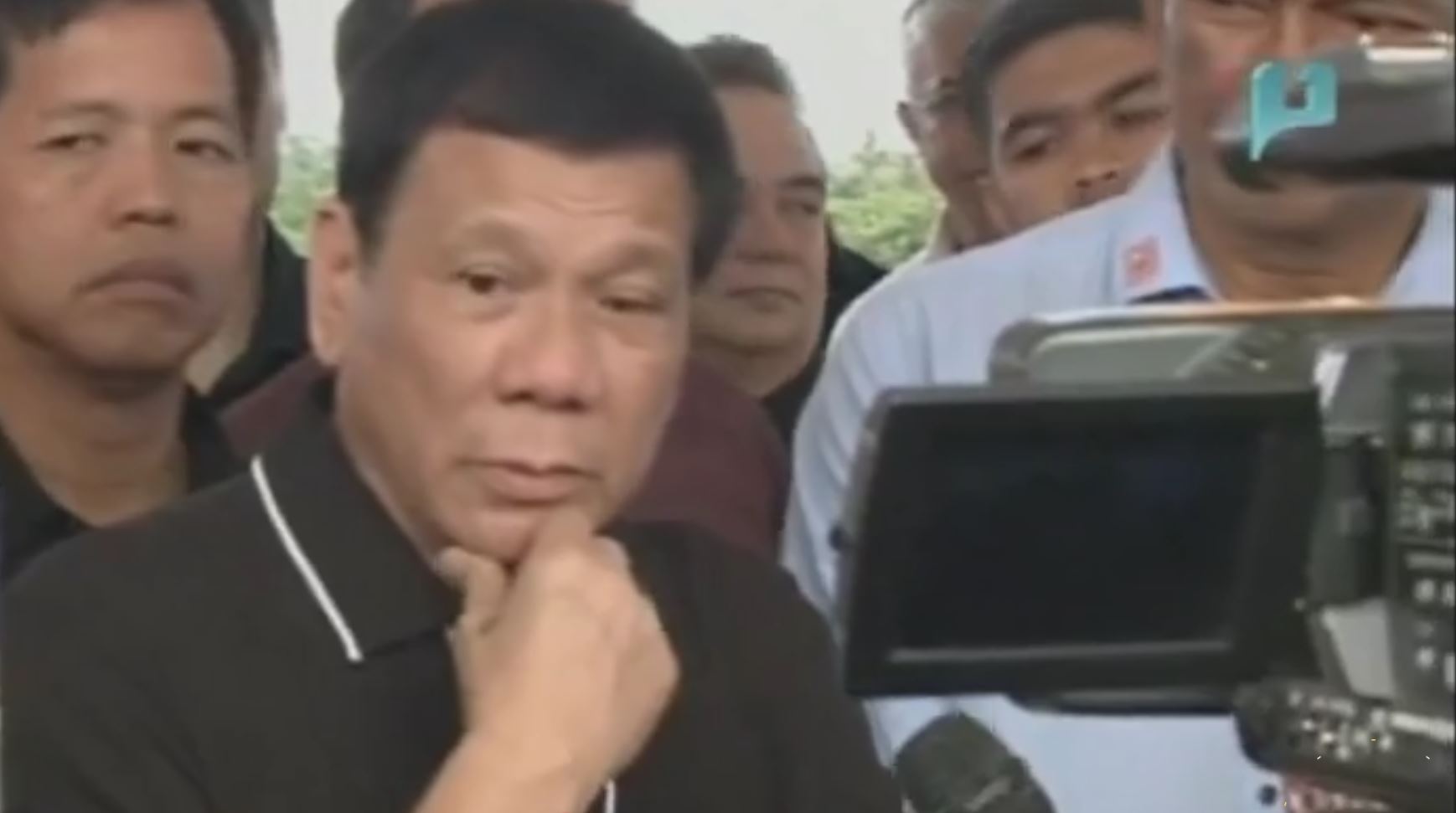 President Duterte answers reporters' questions during the groundbreaking rites of the Bicol International AIrport in Albay. (Photo grabbed from RTVM video)