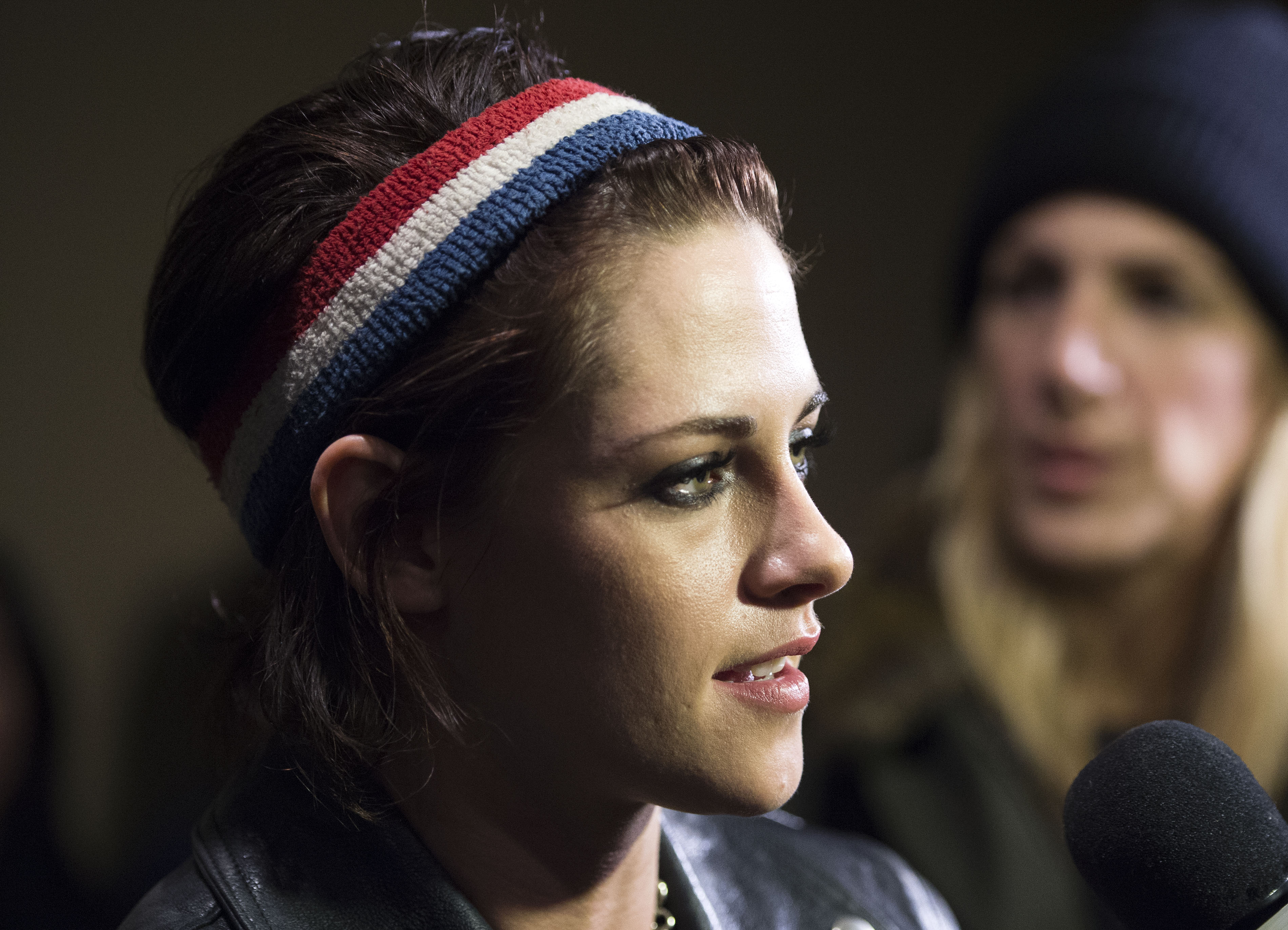 Director/Screenwriter Kristen Stewart speaks to reporters at the Premiere of her movie "Come Swim" at 2017 Sundance Film Festival in Park City, Utah, January 19, 2017. / AFP PHOTO / VALERIE MACON