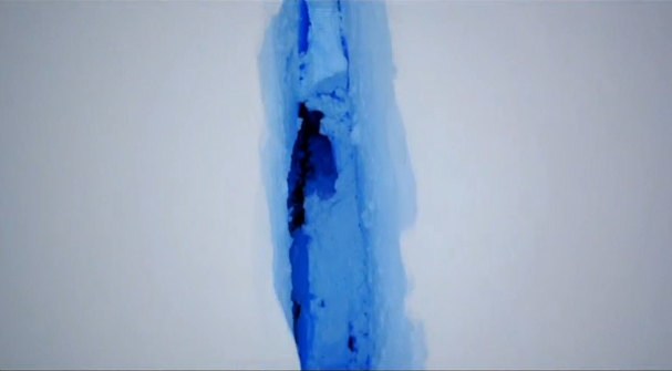 Aerial drone footage shows massive crack in Antarctic ice floe that is forcing UK scientists to depart their research base. (Photo grabbed from Reuters video)