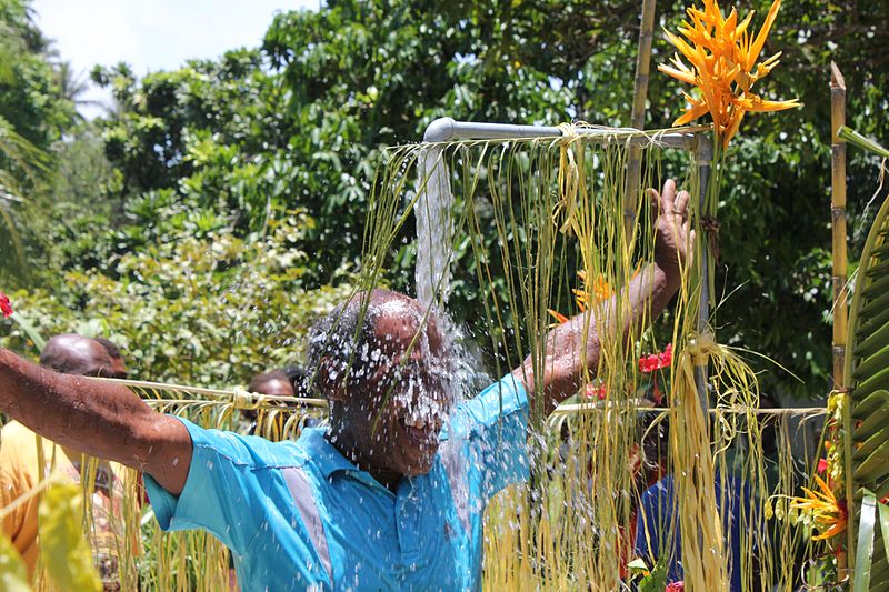 Celebrating the opening of a water supply project in Isabel Province, Solomon Islands. Photo is courtesy of Wikipedia
