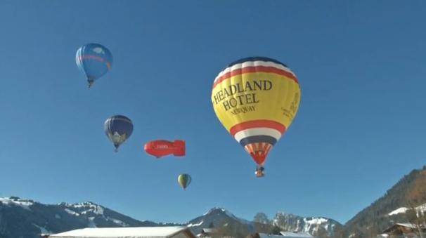 The Annual hot air balloon festival kicks off in the Swiss city of Chateau d'Oex (Photo grabbed from Reuters video)
