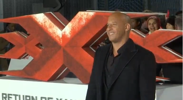 Vin Diesel and the new cast members of "xXx" sequel, "xXx: Return of Xander Cage", attend the film's European premiere.(photo grabbed from Reuters video) 