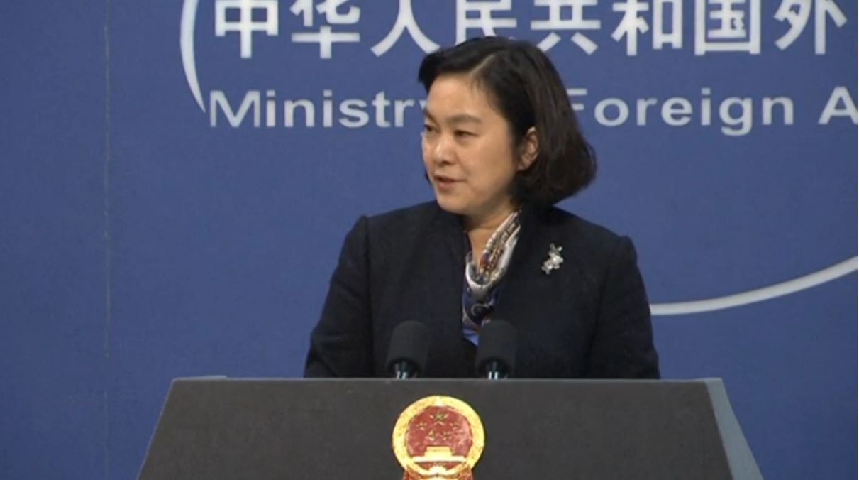 Chinese Foreign Ministry spokeswoman Hua Chunying said China is urging the United States to abide by the one-China principle.  (Photo grabbed from CCTV video)