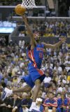 Richard Hamilton of the Detroit Pistons goes up for lay up during the first half of game one of the NBA Finals against the Los Angeles Lakers, 06 June 2004 at the Staples Center in Los Angeles, California. AFP PHOTO / JEFF HAYNES / AFP PHOTO / JEFF HAYNES