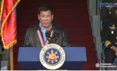 President Rodrigo Duterte calls on the military and the police to contain the ISIS threat in the country during his speech at the Philippine Military Academy ALumnis Association Inc.'s homecoming in Baguio City. (Photo grabbed from RTVM video)